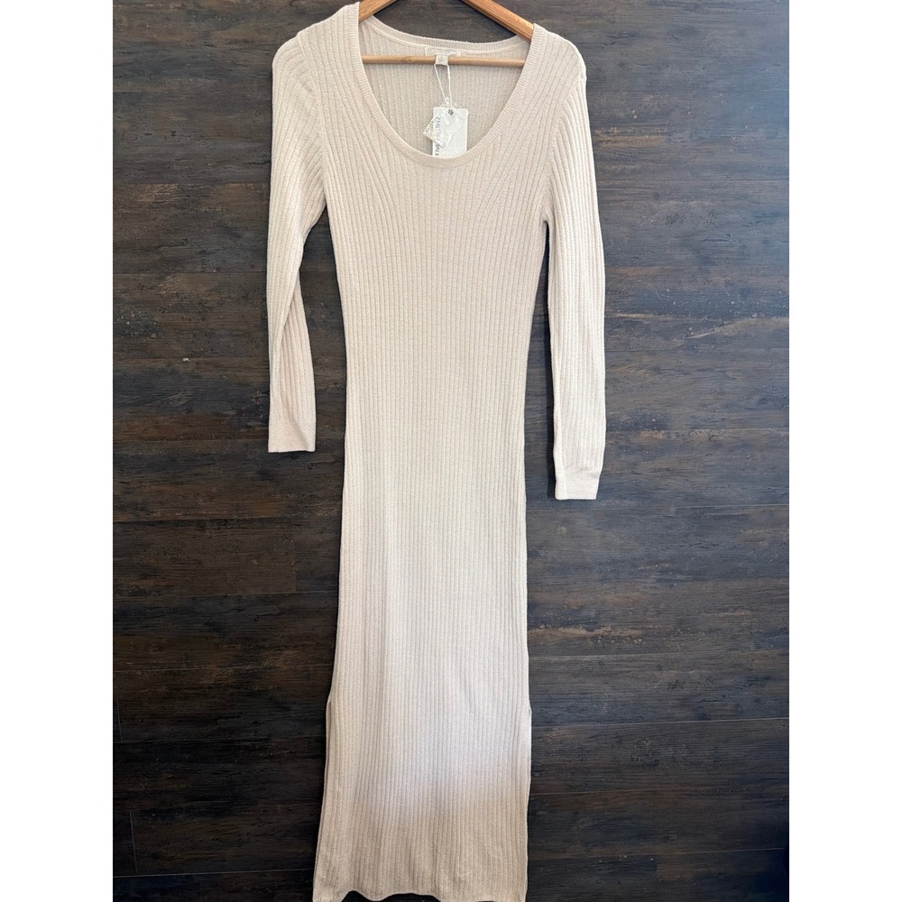 Barefoot Dreams CozyChic Ultra Lite Ribbed Maxi Dress Cream BDWCU25906 Small NEW